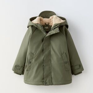 Zara Rubberized Faux Shearling Raincoat